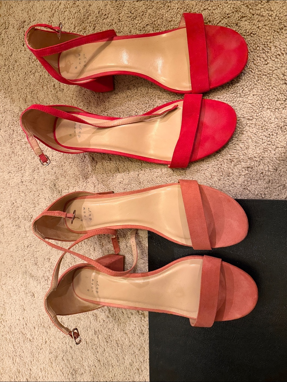 a new day Red and Coral Open-Toe Block Heel Sandals- Bundle